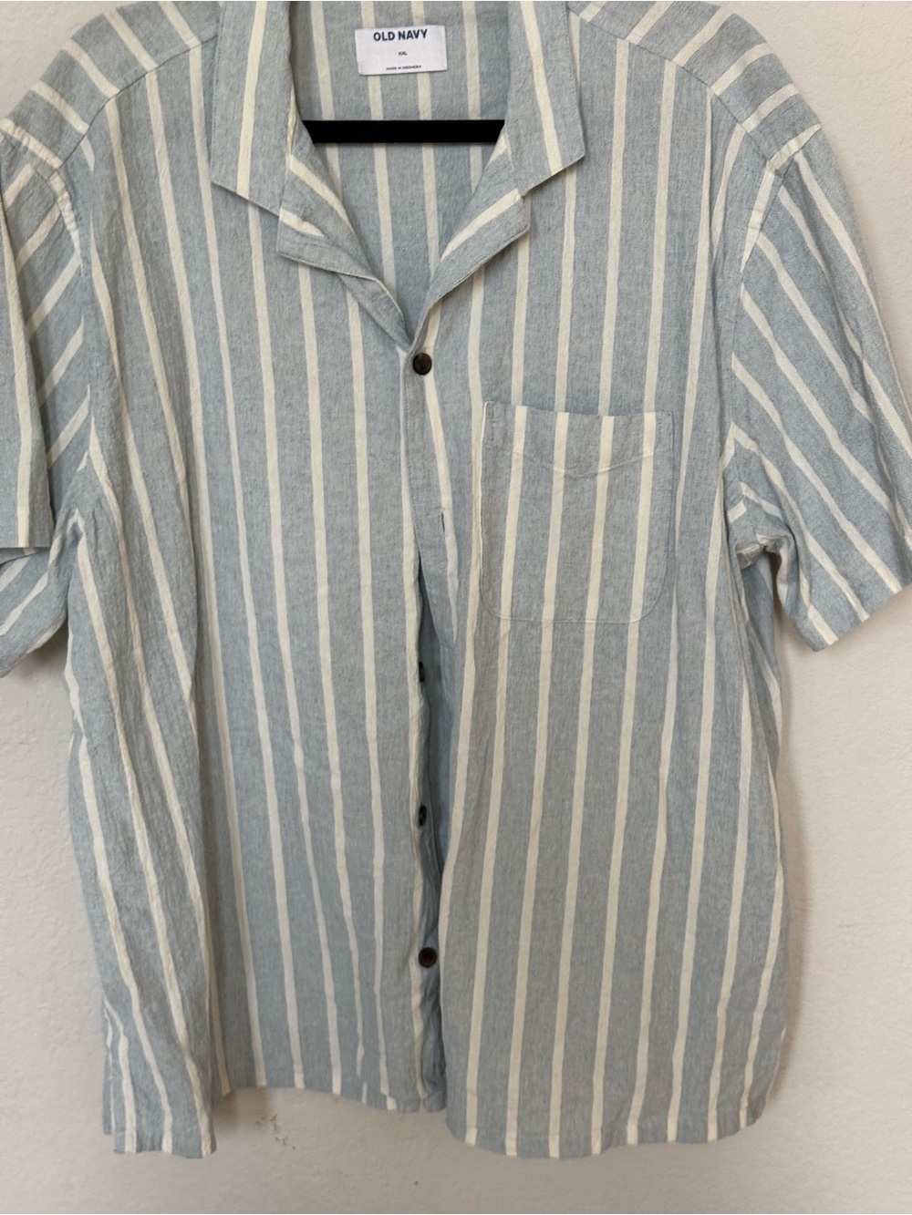 Old Navy Men’s Blue & White Striped Short Sleeve Shirt XXL